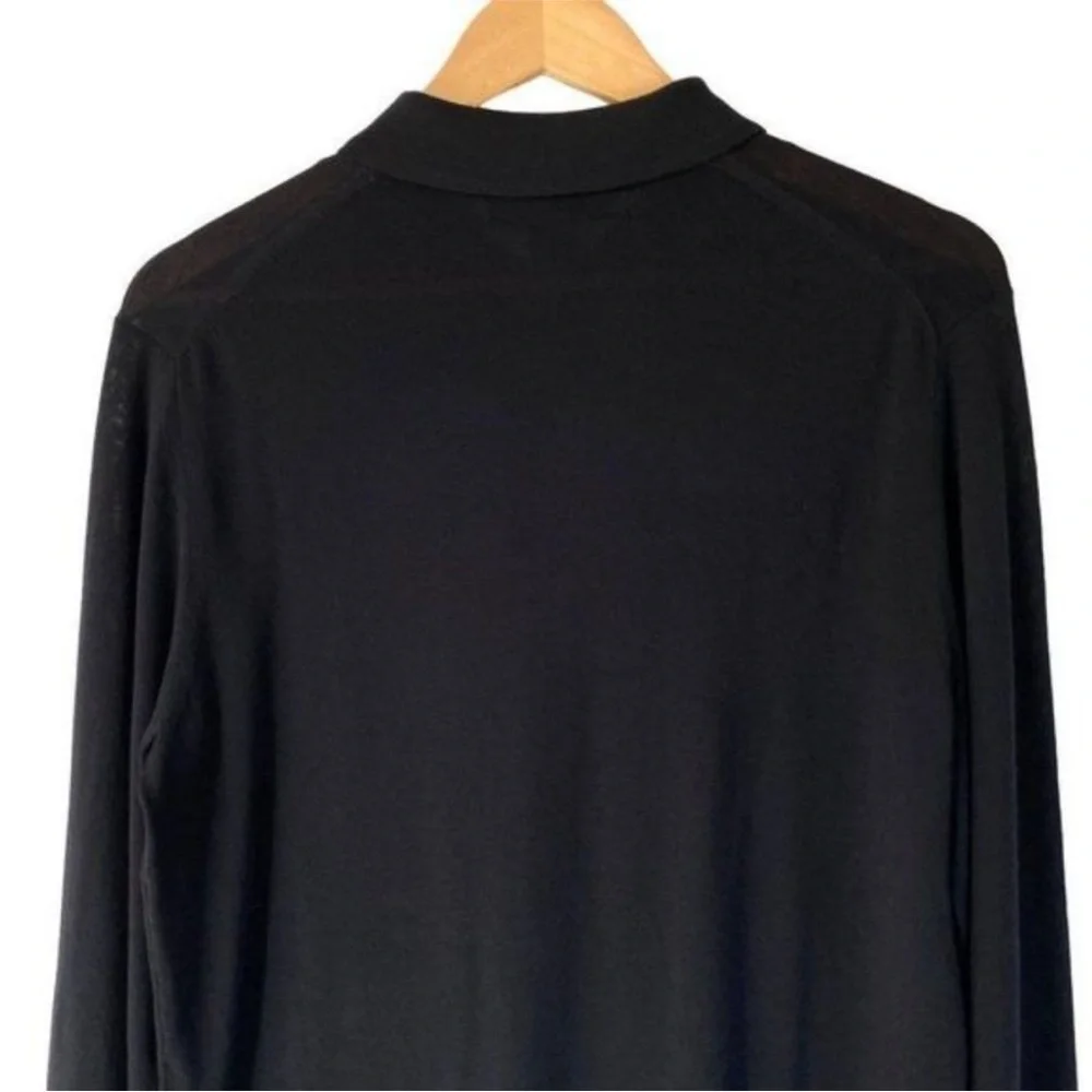 NWT Merino Wool Polo Long Sleeve Black Sweater Sz XL by Bloomingdale's
